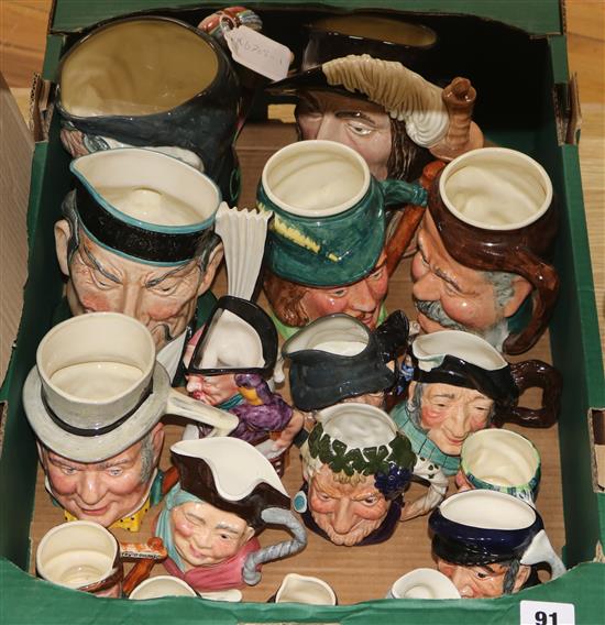 A quantity of Doulton and other character jugs.